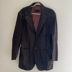 GIMO’S 100% Pelle Brown Leather Lined Button Up Drivng Jacket L Excellent Cond!